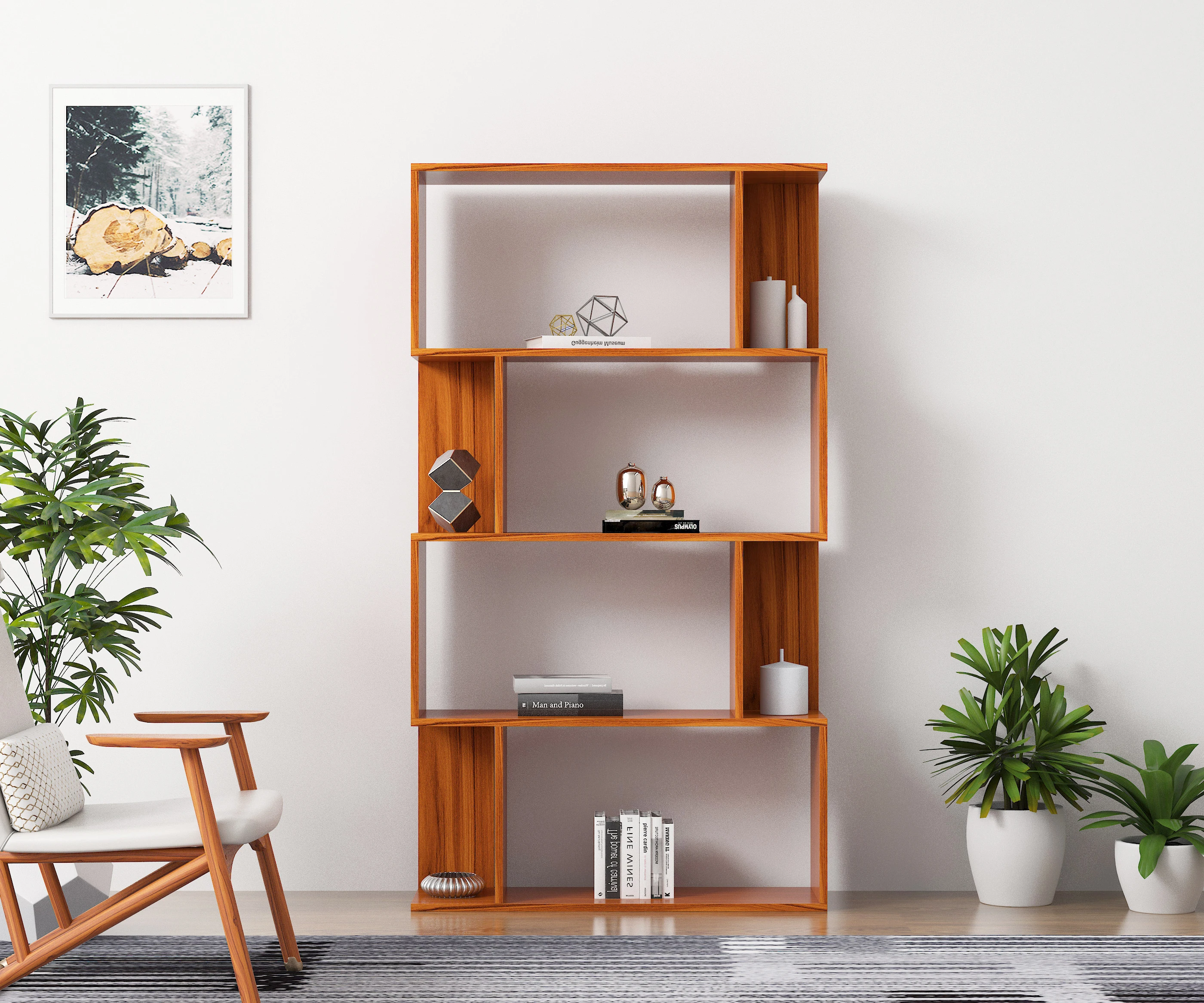 Library White Oak Wood Bookcase Custom Library Bookshelves Small Bookshelf for Sale Modern Shelving
