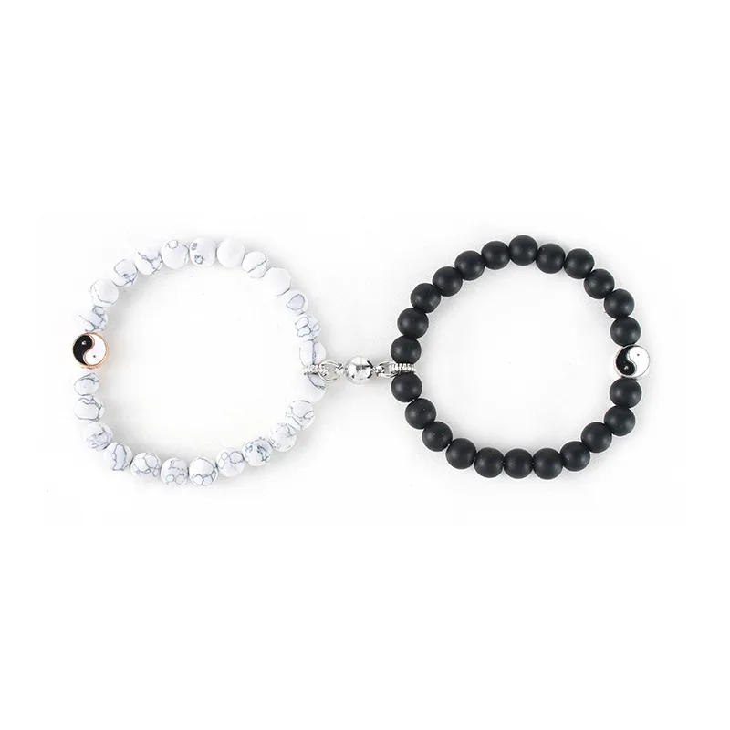 Wholesale Beaded Couple Bracelet Frosted Stone Turquoise Magnet Bracelet Natural Stone Men and Women Lover Bracelets