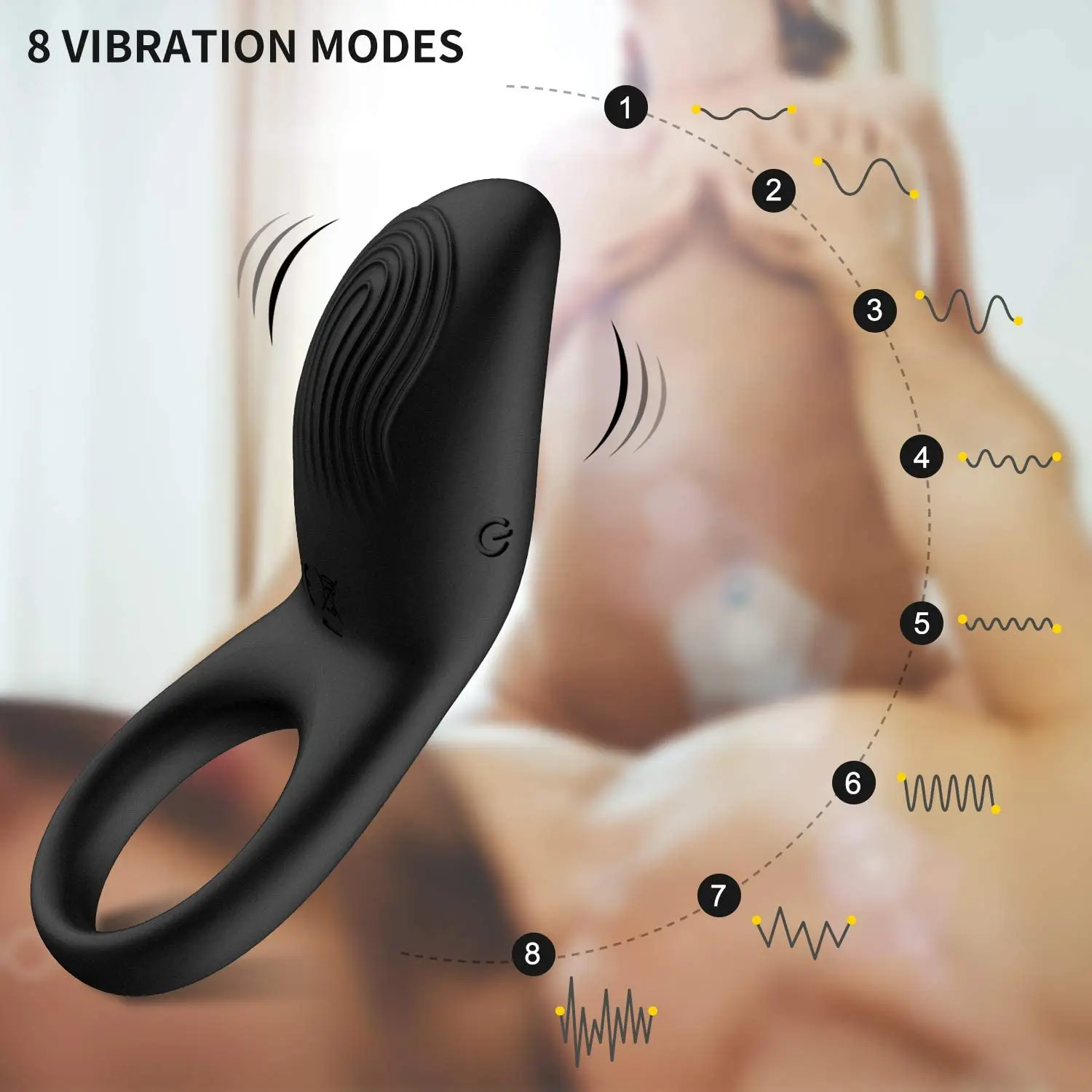 EROCOME Vollsilikon Vibrations-Penisring - Wasserdichter Wiederaufladbarer  Penisring-Vibrator mit 8 Modi Sexspielzeug fr Mnner oder Paare