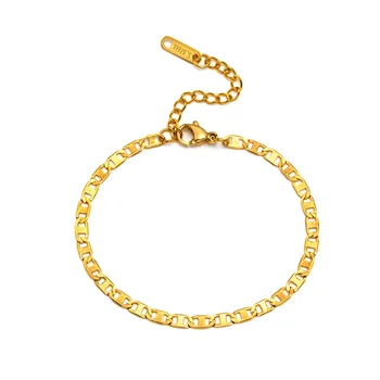 RFJEWEL Classic Retro Geometric Simple Stainless steel Gold Plated Trendy Bracelet
