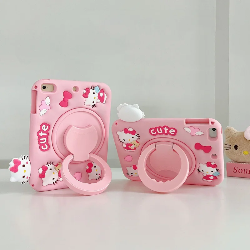 Cute 3D Stitch Silicone Tablet Case for iPad Pro 10.9 10.2 9.7 Inch Air 7 8 9 Gen 4 5 Kitty Stand Kulomi Holder with Pen Slot