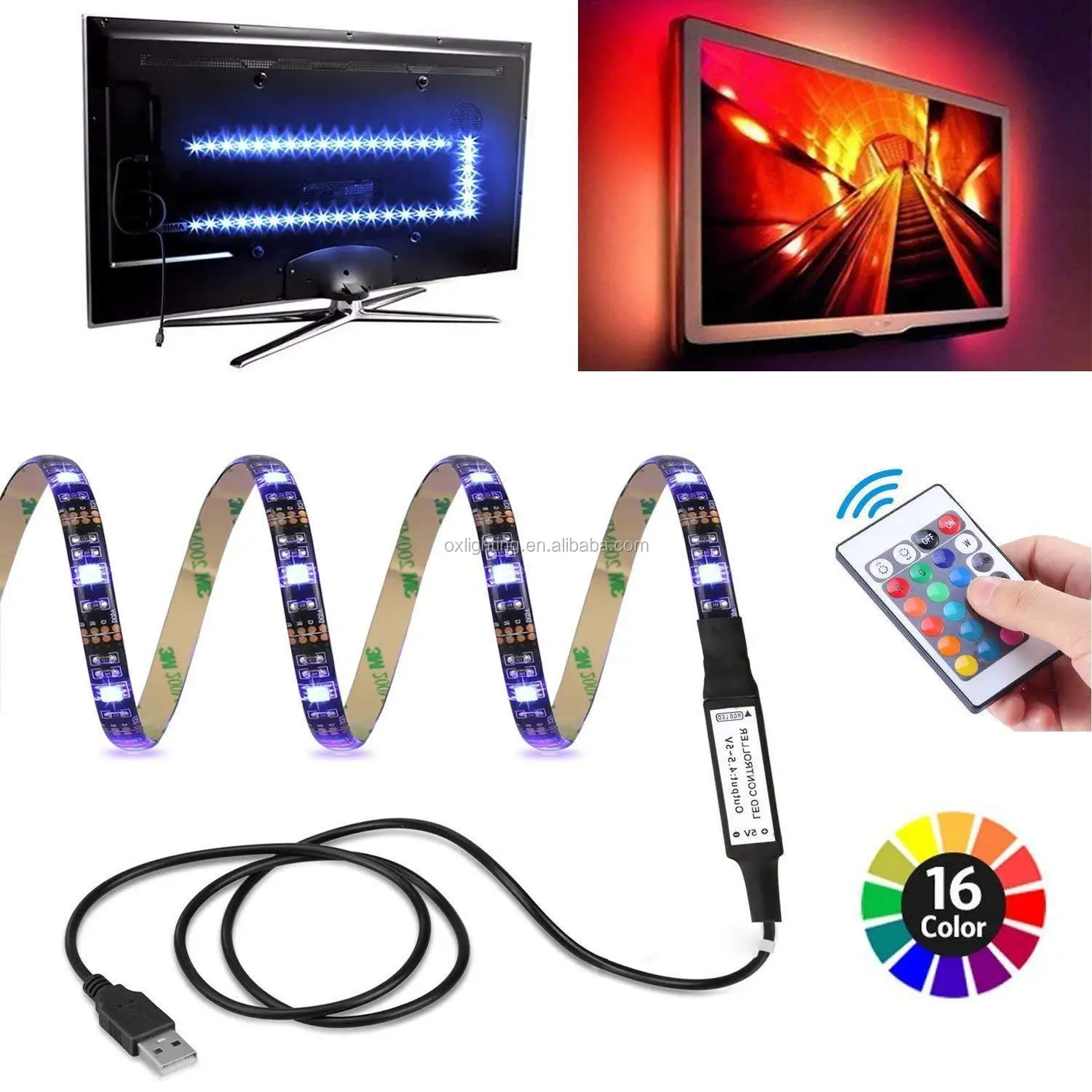 USB RGB 5050 LED Light Strip Kit – TV Computer Backlight, 24-Key Remote, Waterproof, Yumarket