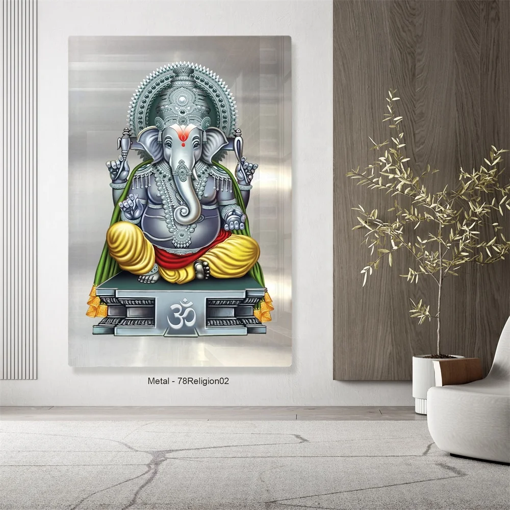 アルミ板に印刷されたガネーシャ卿ヴィナヤカ・ガナパティ像、インド