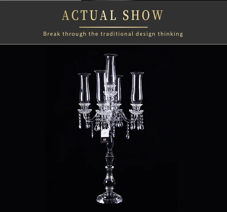 5 Arms Crystal Candelabra Wedding Centerpieces Glass Wedding Party Table Decoration Crystal Candlestick factory