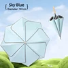 Sky blue-wooden straight handle