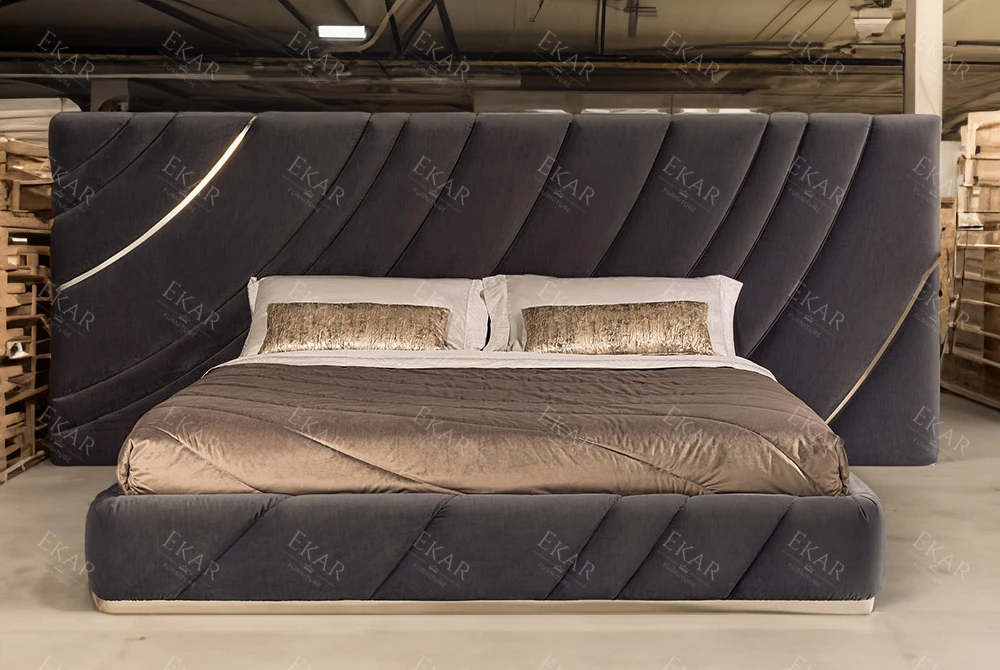 Modern design widescreen bed-genuine leather bed-bedroom furniture-bedroom bed supplier