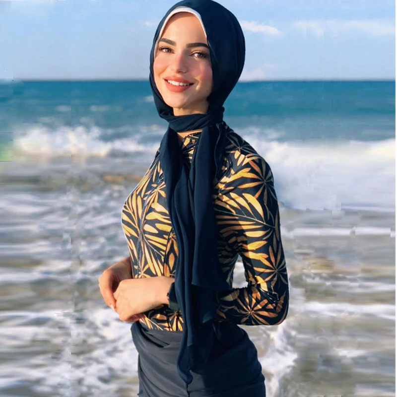 Muslim Women Modest Swimwear Full Cover Burkini Islamic Swimsuit Beachwear  3pcs