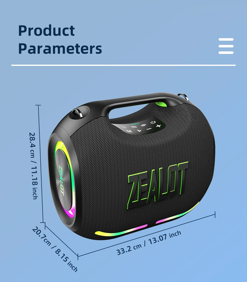 ZEALOT-ZE01 120W ワイヤレススピーカー Zealot Ze01 120W Portable Bluetooth Speaker - Super Bass
