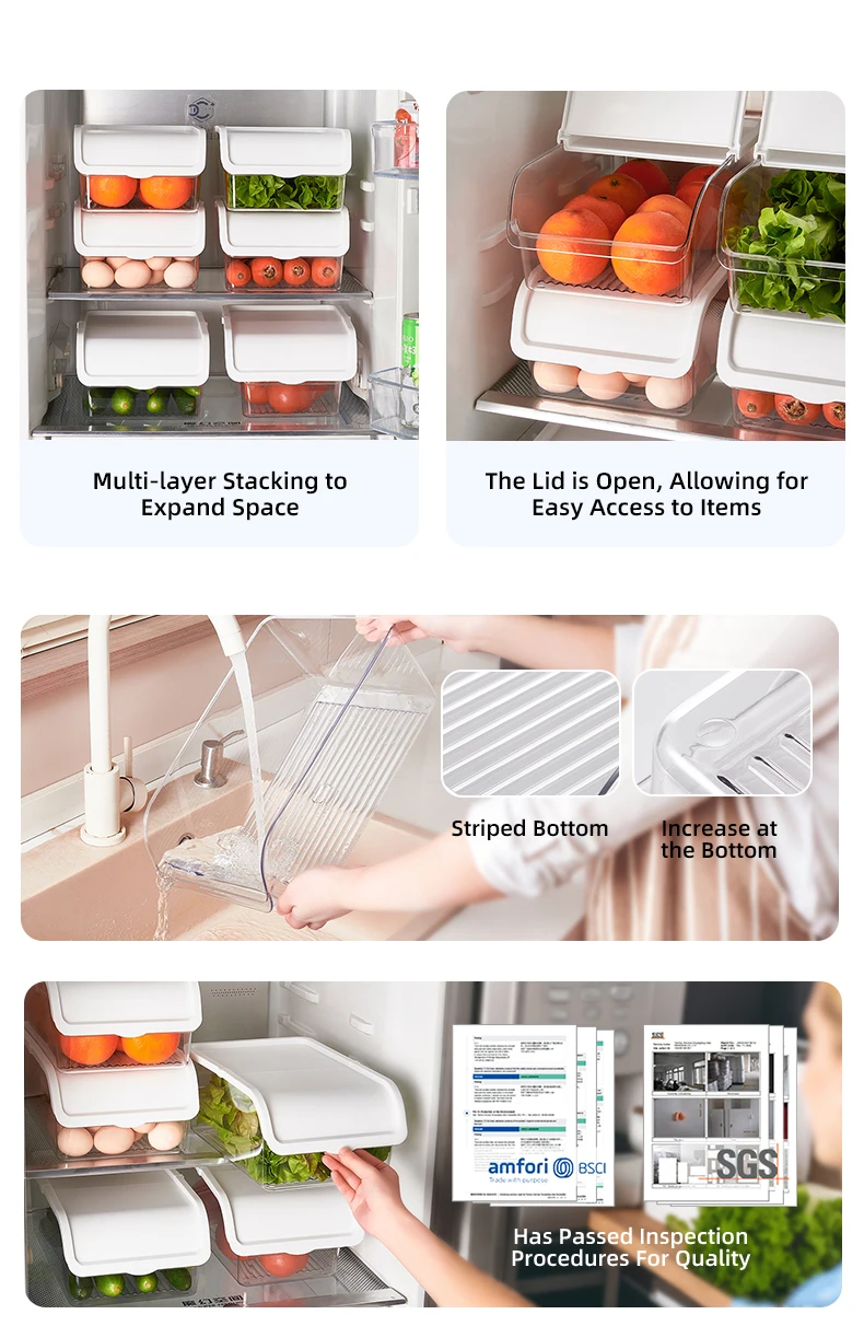 product wanuo food grade material fridge food storage container clear plastic fridge organizer 6l fridge organizer-3