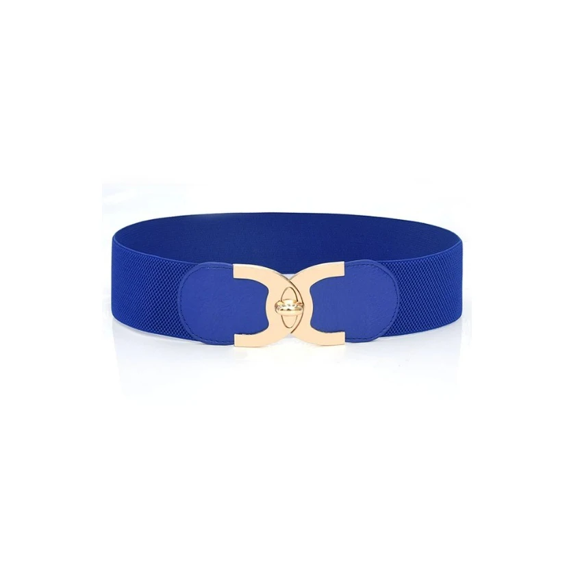 Новинка 2022 Модный женский резиновый ремень эластичный пояс с платьем дизайнерский декоративный двойной пряжкой