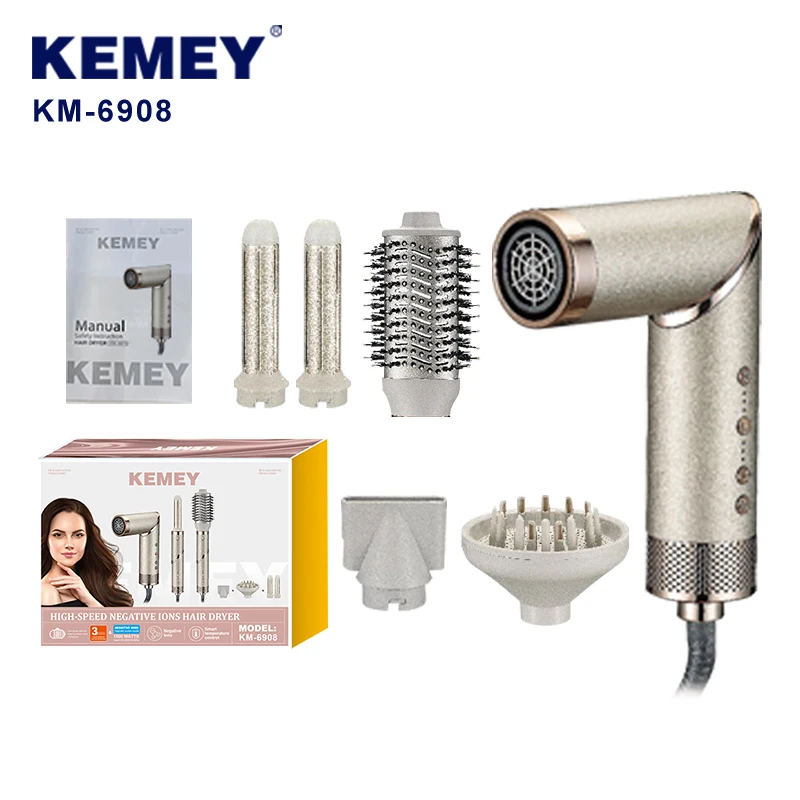 Ensemble séchoir à cheveux + peigne KEMEI KM-6908, 5 en 1, séchoir professionnel pliable pour salon de coiffure