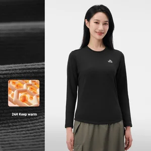 Pelliot 2026 New Female Outdoor Long Sleeve T-Shirt Polygiene Silver Ion Antibacterial High Elastic Velvet Warm Sportswear