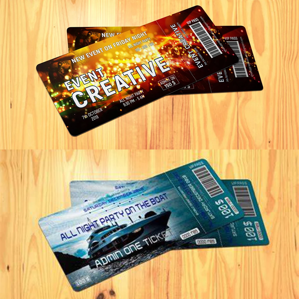 Custom Secure Event Ticket Printing With Tear Line and Scratch Off for Nigh Club Concert Events Creative Vip Pass Tickets