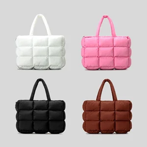 Pillow Printed Puffer Side Quilted Fabric Shoulder Nylon Bag Large Custom Puff Puffy Quilts Puffer Tote Bag for Women