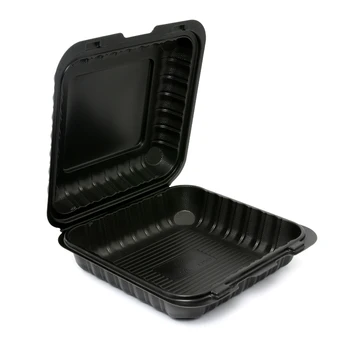 Custom Black Lunch Box Plastic PP Containers Clamshell Packaging