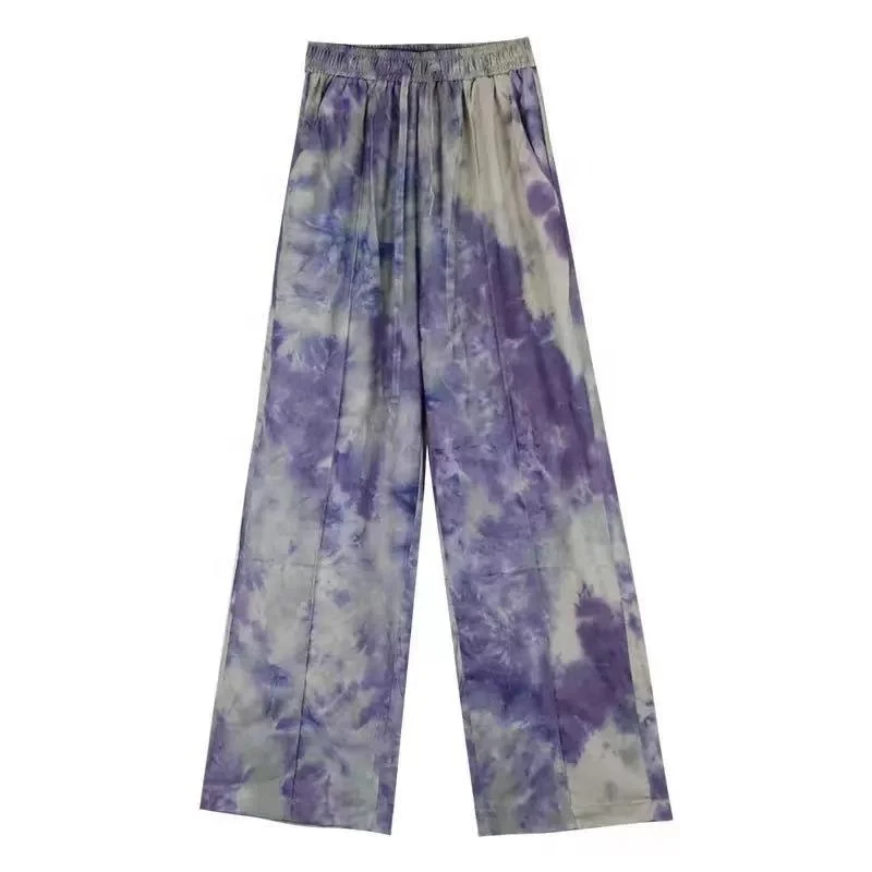 Pantalones Holgados De Pierna Ancha Para Mujer Y Niña,Pantalón Largo  Informal Con Cintura Elástica Y Tie-dye,Para Verano,2021 - Buy Verano De  Las Mujeres Delgado Flojo De Tinte De Corbata De Cintura Alta