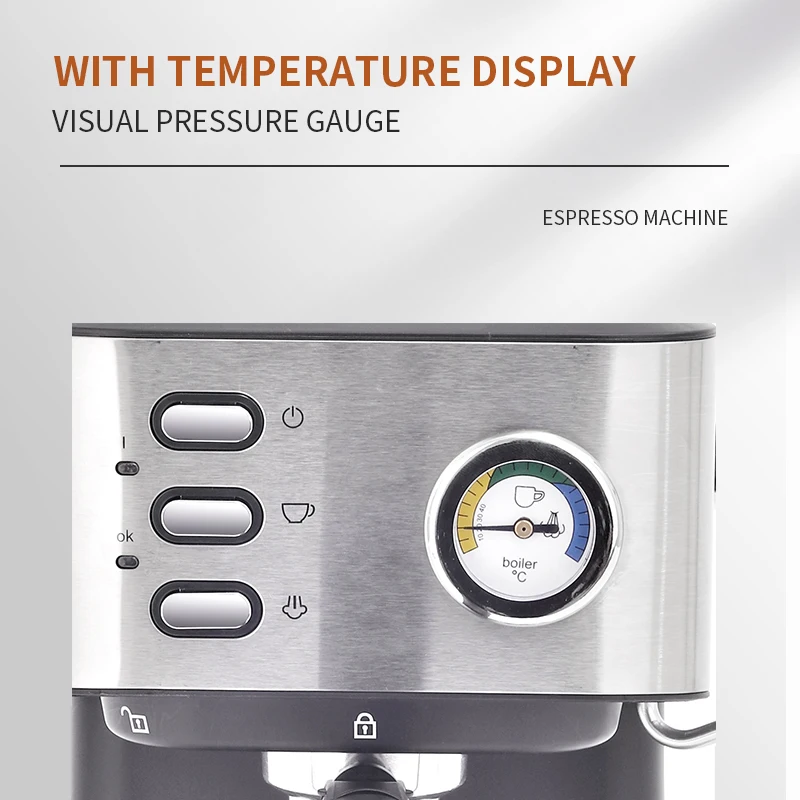 HCYM Mechanically Controlled Espresso Machine High Quality 15 bar Pressure Coffee Maker with Double Funnel Configuration
