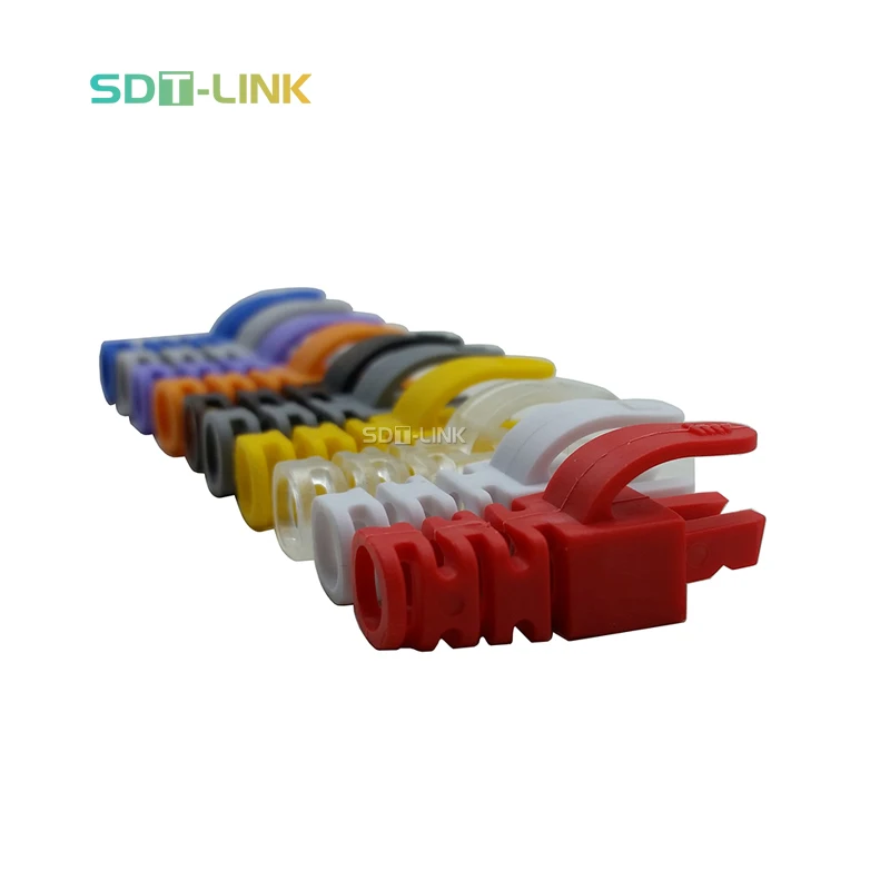 100 шт. разгрузка натяжения RJ45 для сетевого кабеля прохождение питания через Cat5E Cat6 разъем цветной