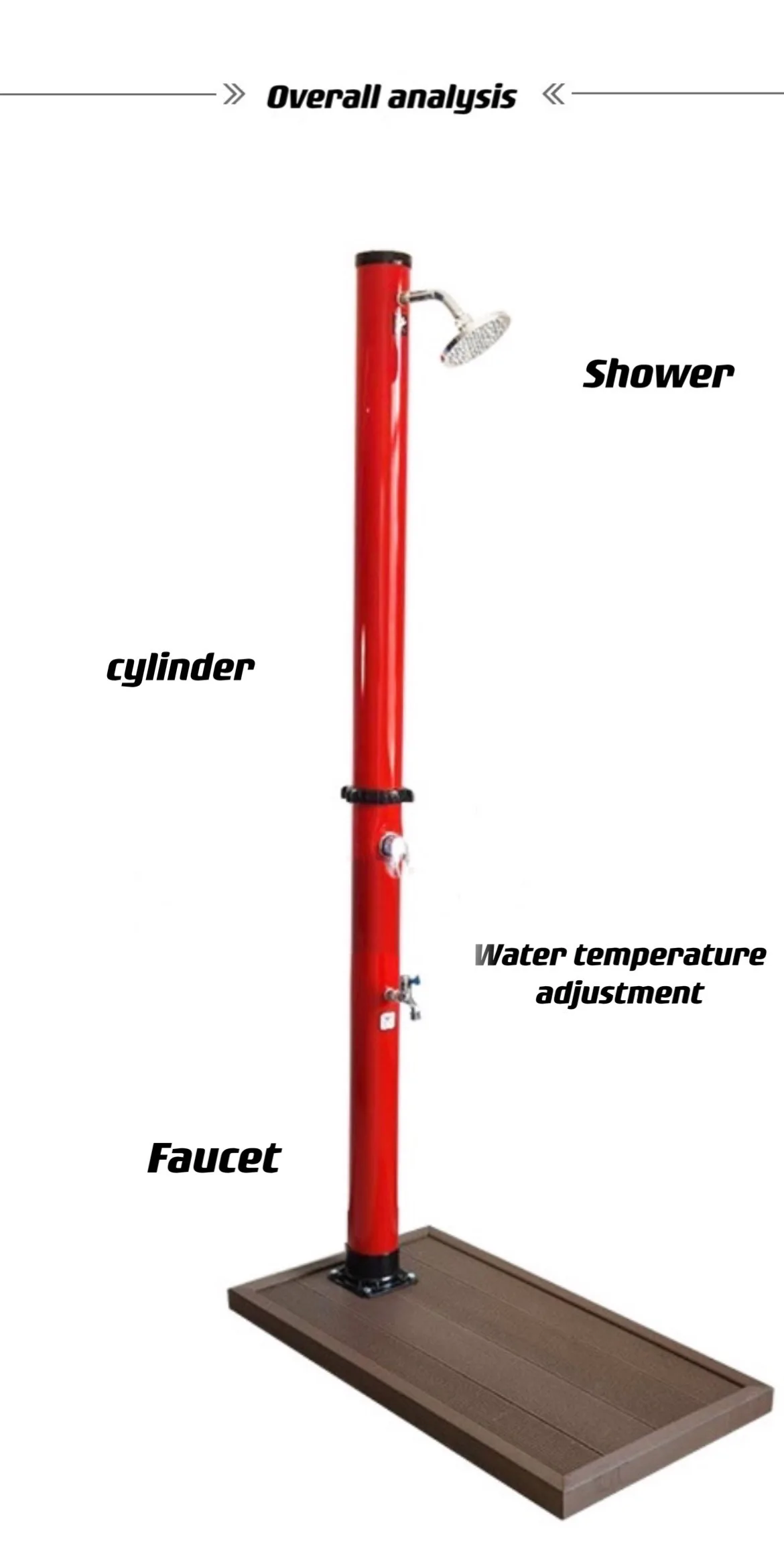 Red 18L Freestanding PVC Heat Outdoor Garden Solar Shower