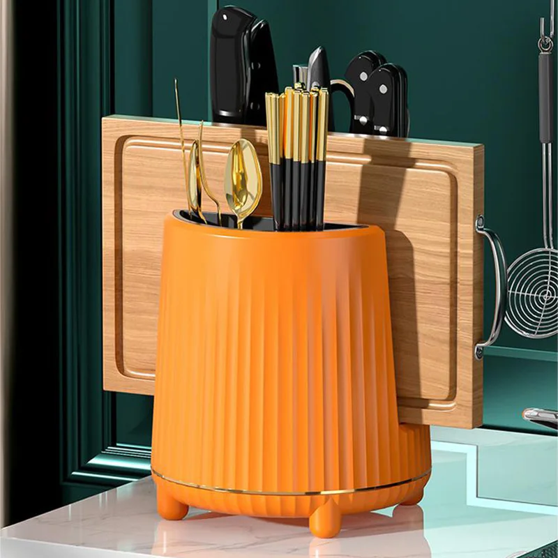 Оптовая продажа Лидер продаж удобный многофункциональный инструмент для хранения кухонных принадлежностей вращающийся пластиковый держатель ножей кухонный