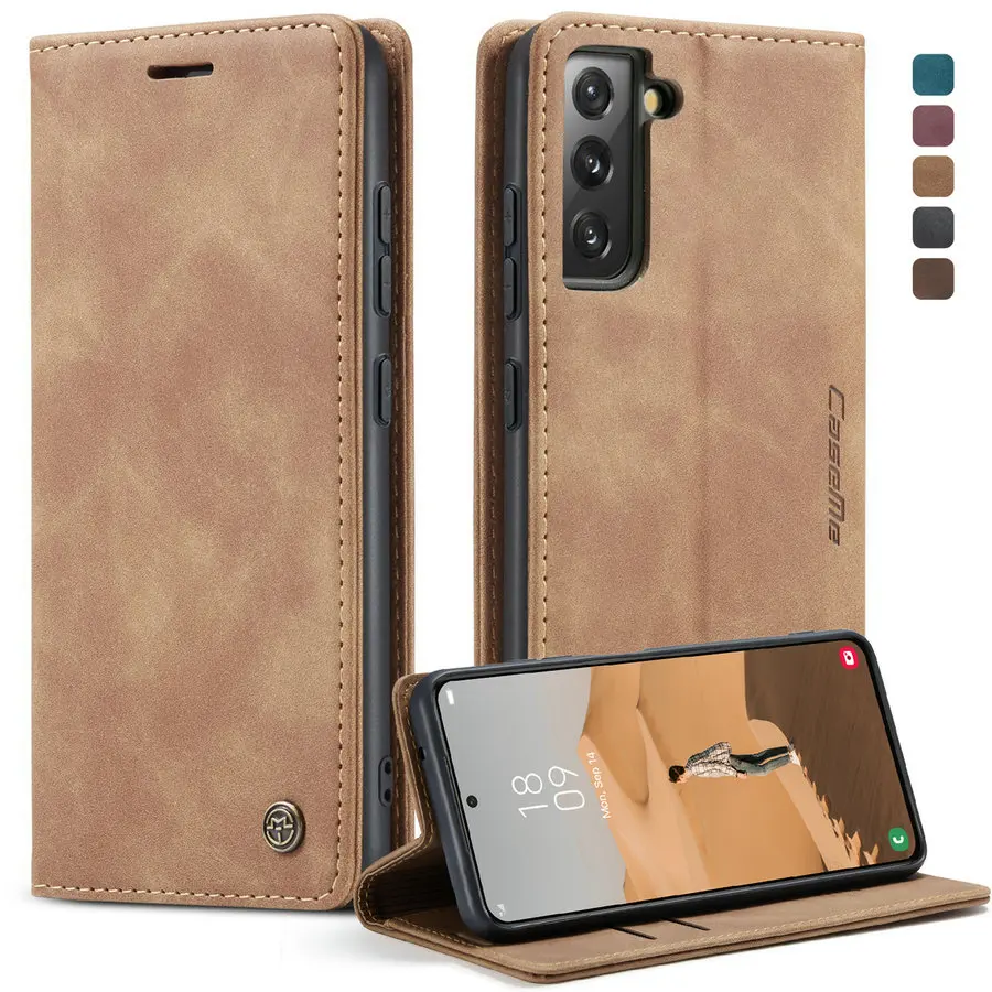 For Samsung S23 S22 S21 S20 S10 S9 Note20 Case Luxury Retro Leather Square  Cover