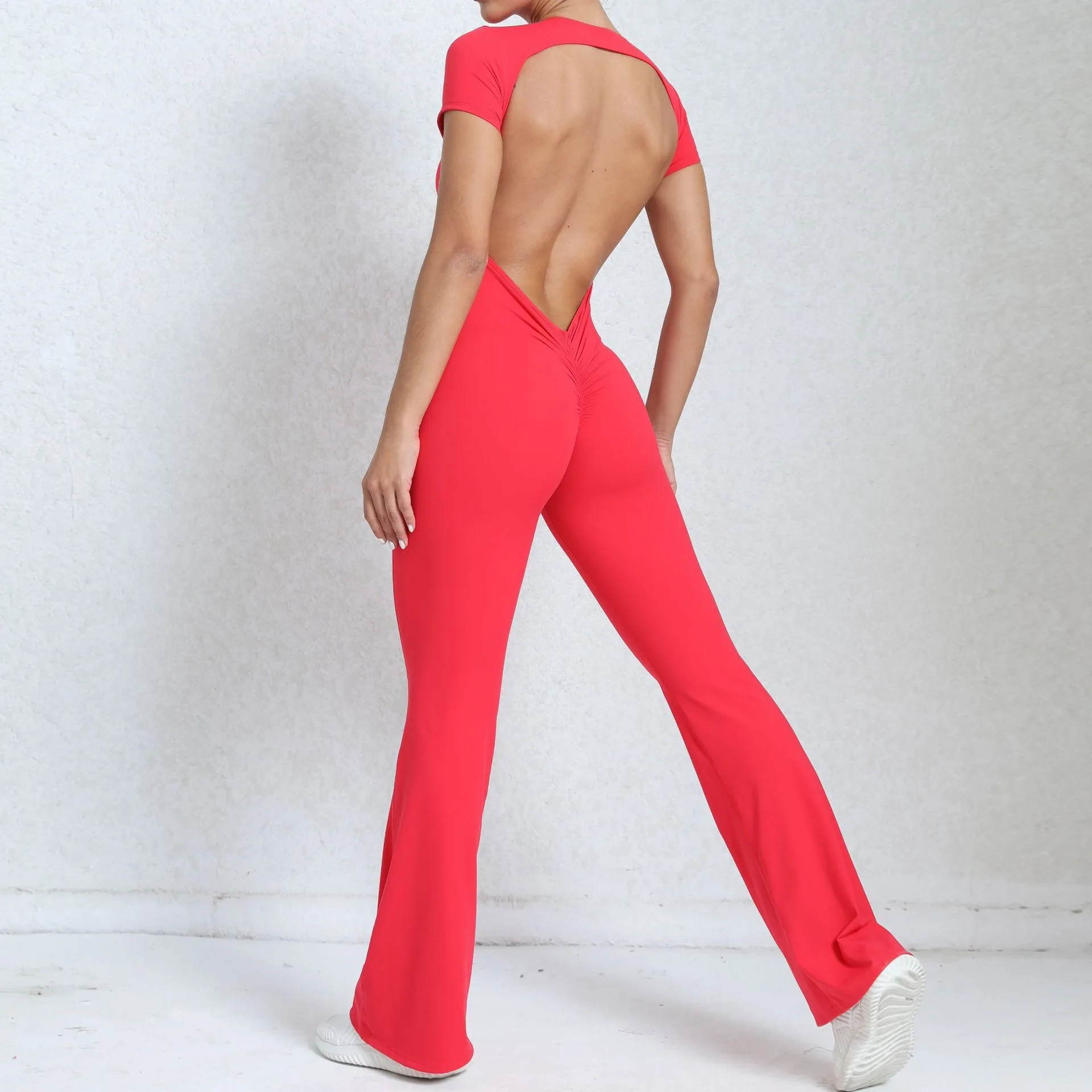 Ladies Breathable Yoga Leggings Bodysuit with flared trousers One Piece Jumpsuit Sport Workout  yoga sets for Woman Activewear supplier