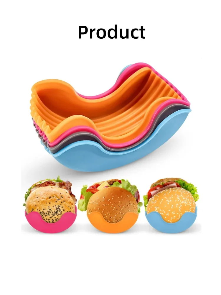 6-Pack Silicone Hamburger Clips - Expandable Burger Holder For BBQ, Reusable, Anti-Drip Design