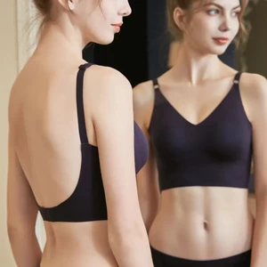 Low Back Bra Top Women Seamless Bralette Deep U Bras Backless Brassiere Large Size Underwear Wireless Sleepwear Lingerie M-6XL