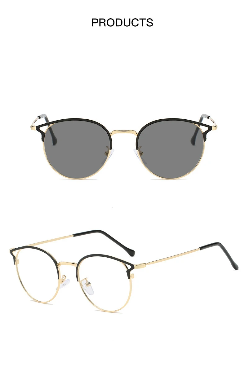New Retro Men Metal Round Colorful Eyeglasses Frames for All Face Photochromic Lunett Photogray Anti Blue Glasses Spectacles