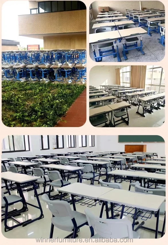 School Sets Student Desk and Chair Classroom Furniture  University Reading Table Chairs college classroom middle high school