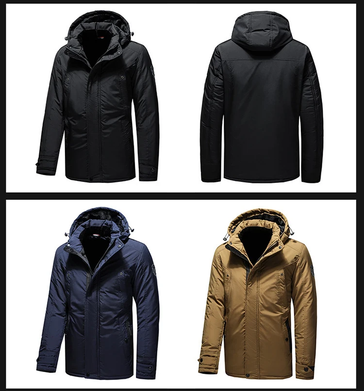 Winter New Business Gentleman Solid Color Thickened Men's Warm Cotton