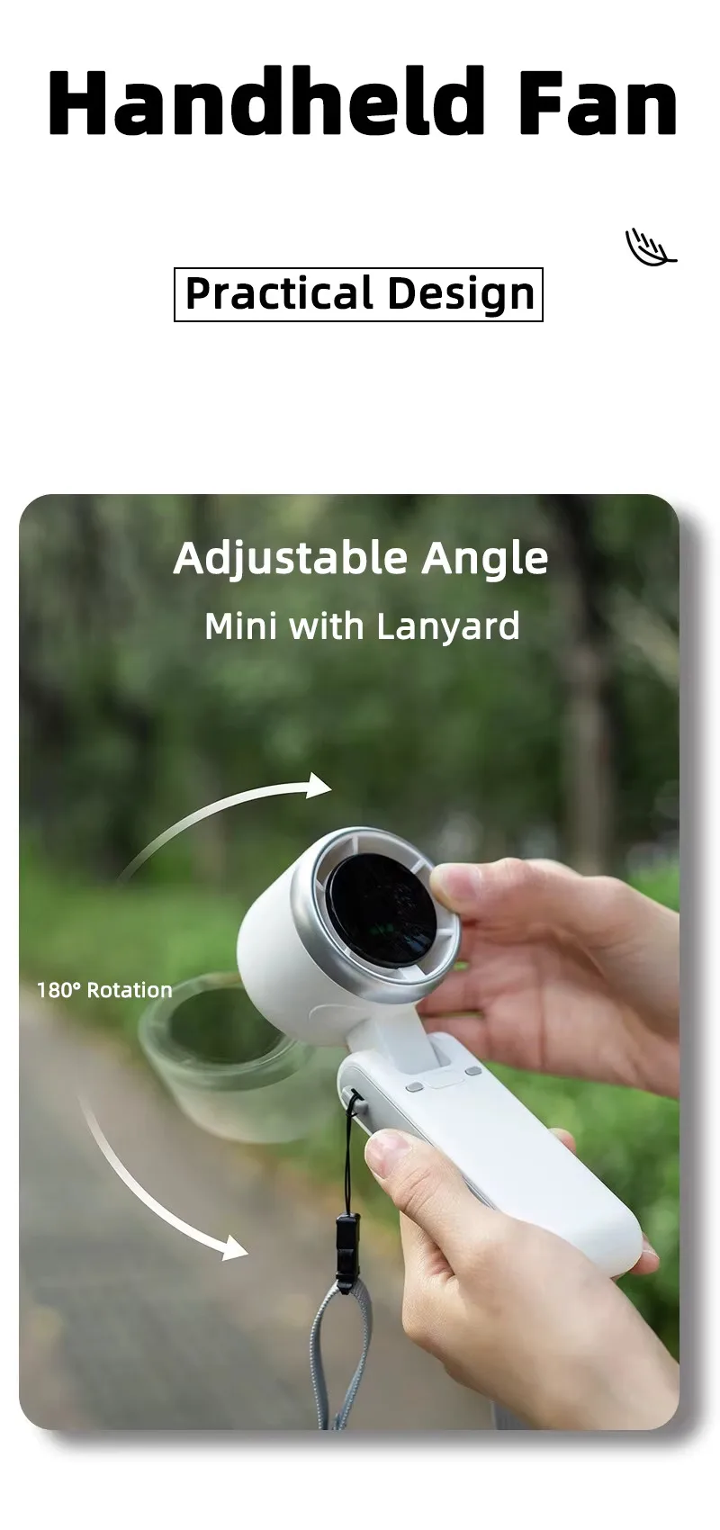 Lonvel N607 High-Speed Mini Hanging Neck USB Charging Fan Handheld Digital Display Easy-to-Carry Folding Design Table