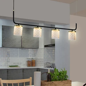 Modern Style Iron Acrylic Matte Black Dining Room LED Hanging Pendant Light