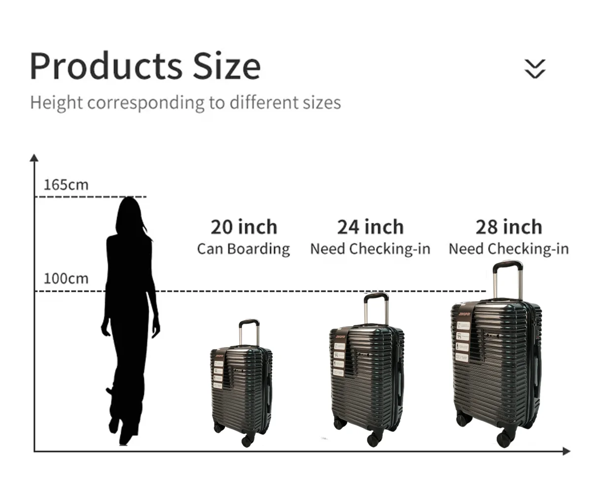 Luggage 20 Inch 24 Inch 28 Inch Suitcase Abs+pc Zipper Case Detachable Wheel Explosionproof