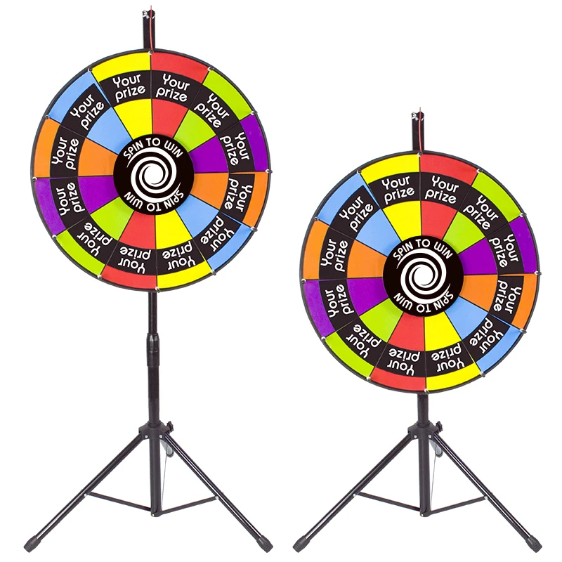Eraser Wheel IElyiEsy 24 Inch Spinning Prize Wheel Of Fortune With Folding Tripod Floor Stand Height Adjustable 14 Slots Spin Wheel With Dry Erase Marker & Eraser For Carnival Trade Show In - Foto 2