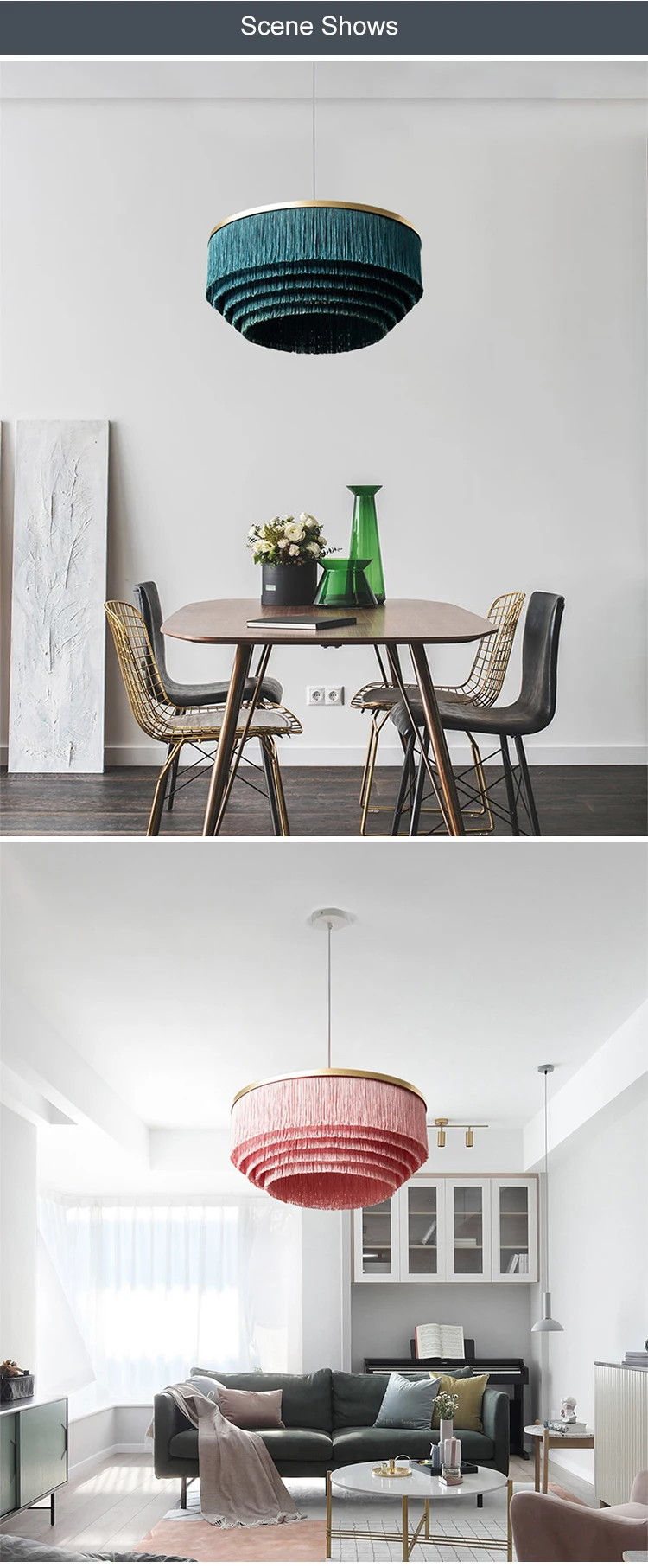 pkd860 modern design indoor decoration hanging lighting tassel led chandelier pendant light-4