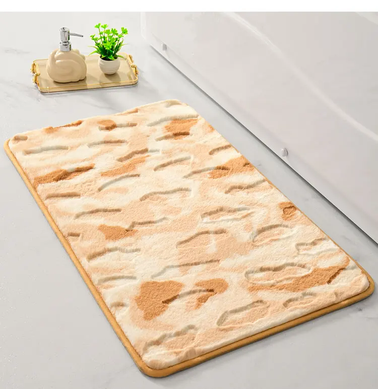 New Design Faux Rabbit Fur Bathroom Rug Mats Super Water Absorbent Bath Rugs Floor Mat Bathroom Mat factory