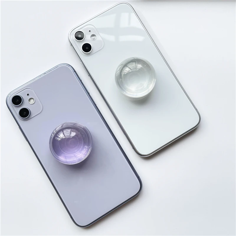 Factory Custom High Quality Crystal Transparent Phone Grip Wholesale Mobile Phone Holder Spherical Phone Socket Custom Logo