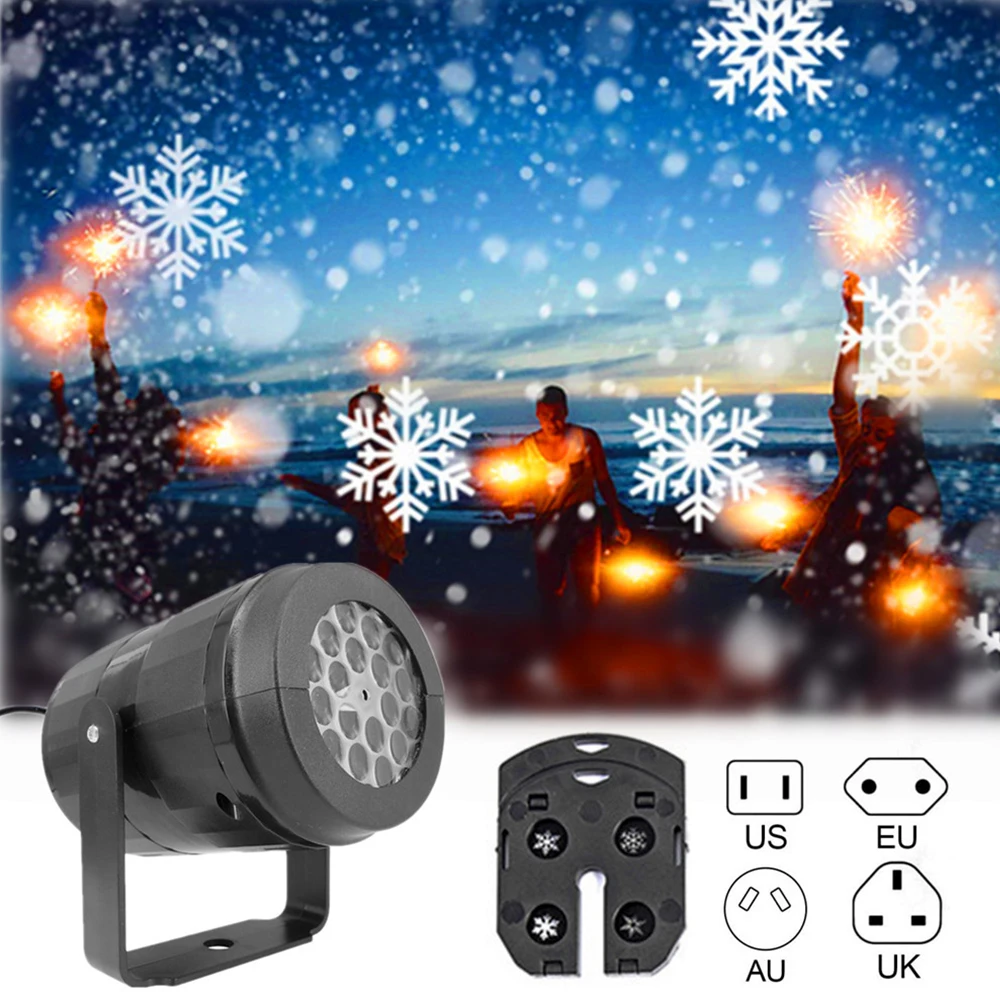 LED Christmas Snow Lights White Storm 360 Degree Rotating Projection Pattern Outdoor Landscape Lawn Laser Stage Spotlights