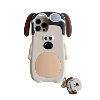 Cartoon 3D Astronaut Long Ear Dog Pendant Silicon phone Case for iphone 14 Pro Max 11 12 13  cute soft cover