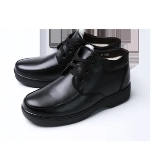 2604 Black Men's  Shoes Winter  Carton Leather Anti-slip Shoes for Man
