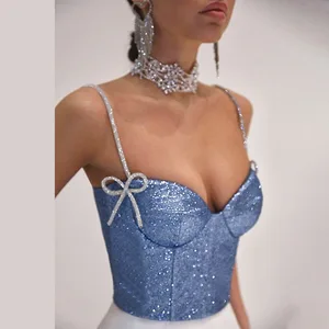 Women's Top Suspender Bump Color Printed Bouquet Waist Top Sexy Short Style Hot Girl Crop Vest