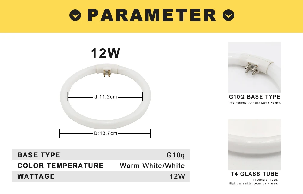 T4 Annular Tubes 12w Triphosphor Light Ac 220v Magnifying Glass