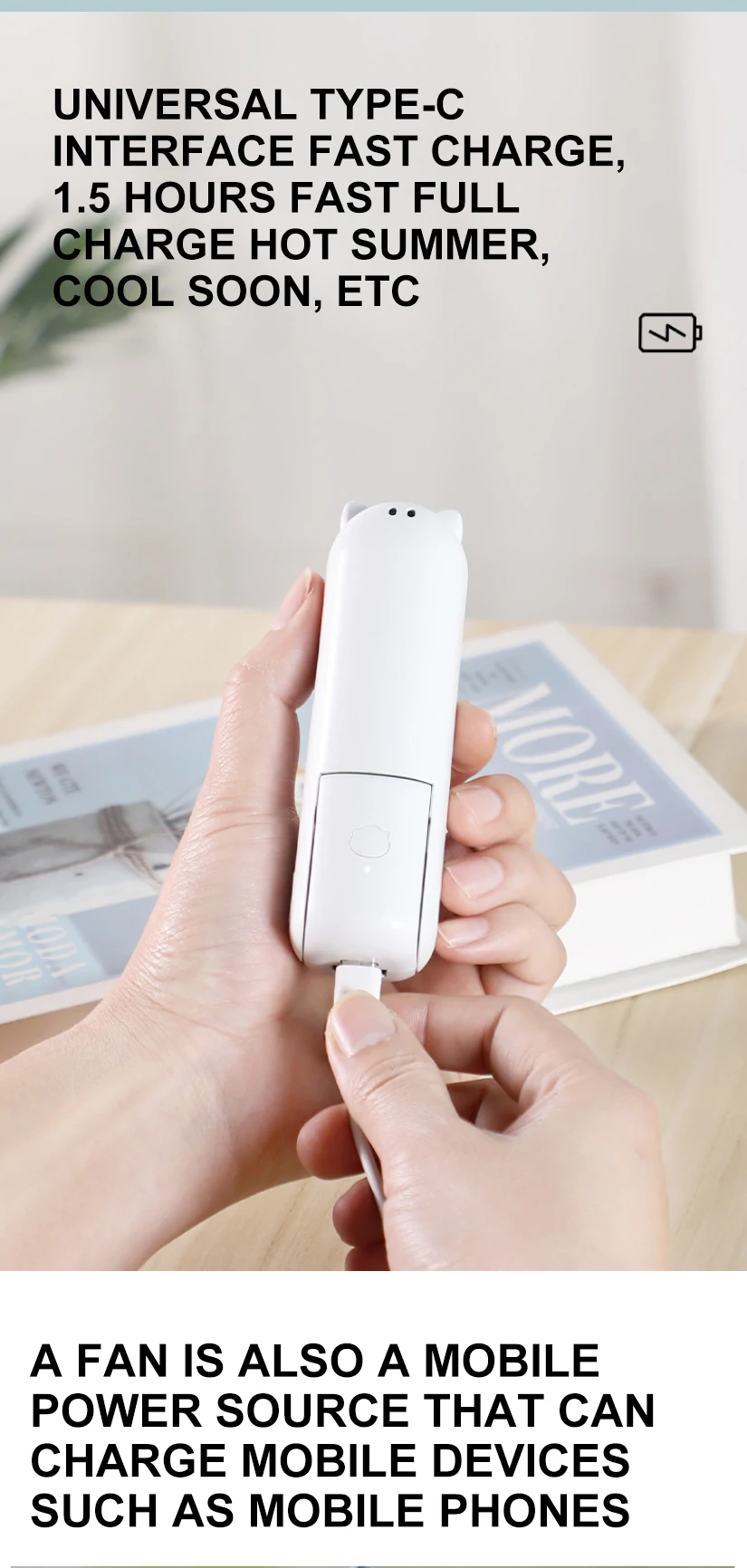 Custom Design Rechargeable Portable Electric Fan Modern Commercial Retractable Storage Electric