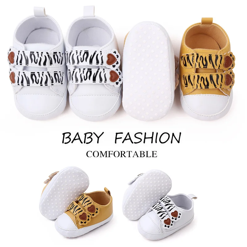 New Arrival Cute Foot Printing Hook&loop Soft PU Leather Baby Casual Boy Shoes Prewalker Shoes manufacture