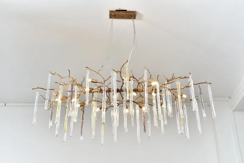 MEEROSEE Gold Branch Chandelier Kitchen Island Lighting Lustre Moderne MD87060