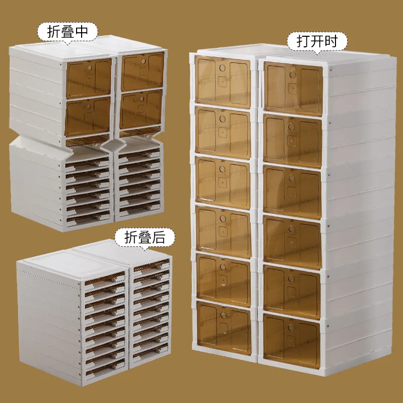 GREENSIDE Custom Logo Transparent Clear PP+PET Foldable Plastic Dust Proof Shoe Boxes