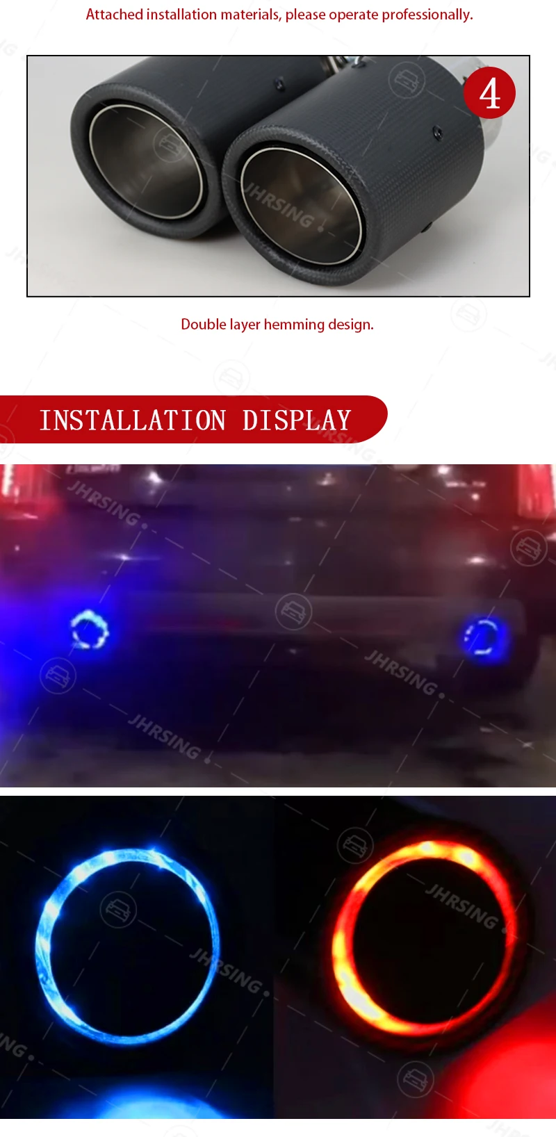 Universal Real Carbon Fiber High Performance Red Blue Light Fashion Car