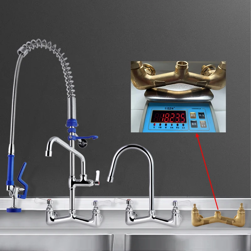 Wholesale Commercial Kitchen Faucets Taps 1823Gram Brass High Quality Spot Sink Faucet Pull Down Rotating Kitchen Faucet supplier