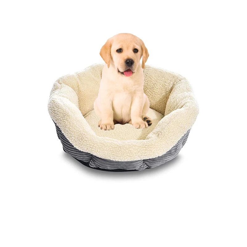 Custom made outdoor anti anxiety heavy duty fluffy chew proof faux fur big cooling extra large bedding round pet dog cat beds